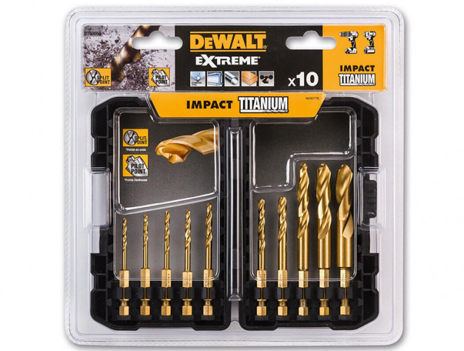 Набор сверл по металлу DeWALT TITANIUM IMPACT HSS-Tin DT50050 (3-12x71,5 - 95 мм)